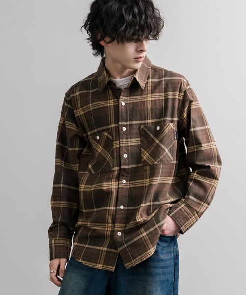 KRIFF MAYER(クリフメイヤー)の「KRIFF MAYER クリフメイヤー ルーズシルエット ビエラチェックレギュラーカラー長袖シャツ 2616300(シャツ/ブラウス・メンズ・オリーブ/ブラウン/ナチュラル/ブラック・XL/M/L)」の3枚目の写真