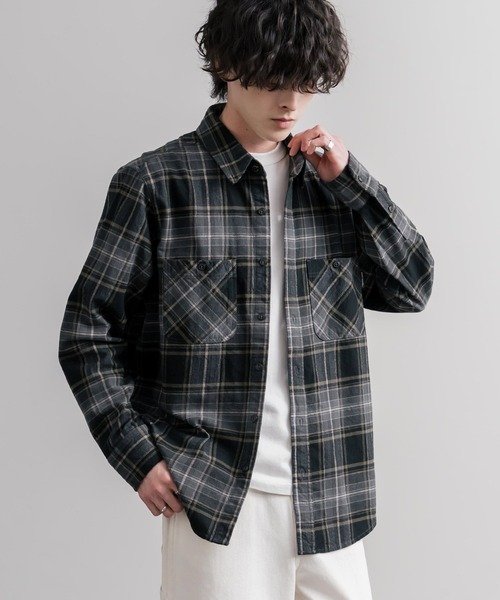 KRIFF MAYER(クリフメイヤー)の「KRIFF MAYER クリフメイヤー ルーズシルエット ビエラチェックレギュラーカラー長袖シャツ 2616300(シャツ/ブラウス・メンズ・オリーブ/ブラウン/ナチュラル/ブラック・XL/M/L)」の2枚目の写真