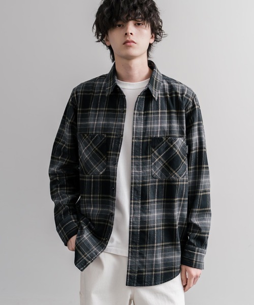 KRIFF MAYER(クリフメイヤー)の「KRIFF MAYER クリフメイヤー ルーズシルエット ビエラチェックレギュラーカラー長袖シャツ 2616300(シャツ/ブラウス・メンズ・オリーブ/ブラウン/ナチュラル/ブラック・XL/M/L)」の5枚目の写真