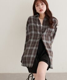 起毛チェックベーシックオーバーシャツ