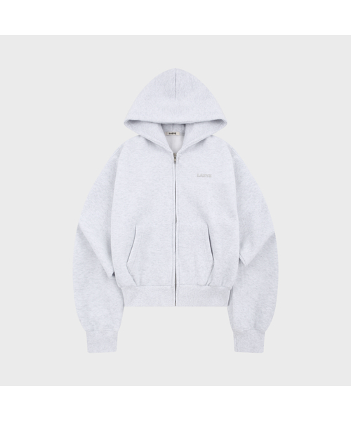 LAZYZ（レイジジ）の「ソフトクロップドフードジップアップ (4カラー)（ジャージ・レディース・ライトグレー/ブラウン/ピンク/チャコール・F）」の2枚目の写真