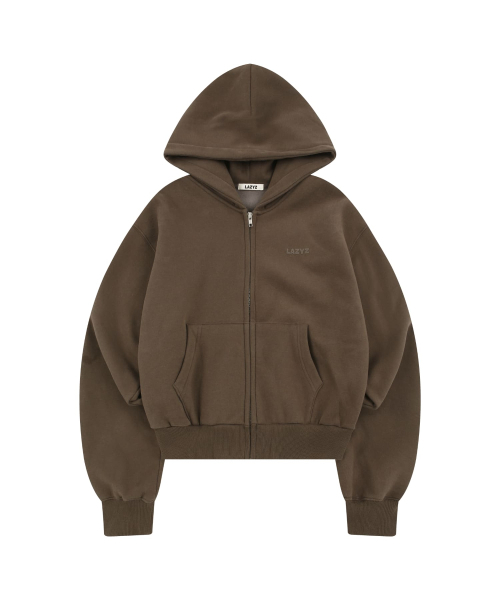 LAZYZ（レイジジ）の「ソフトクロップドフードジップアップ (4カラー)（ジャージ・レディース・ライトグレー/ブラウン/ピンク/チャコール・F）」の12枚目の写真