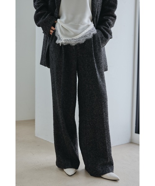 STYLEMIXER（スタイルミキサー）の「ヘリンボーンタックパンツ（その他パンツ・レディース・ブラウン系その他/ブラック・MEDIUM/SMALL）」の2枚目の写真