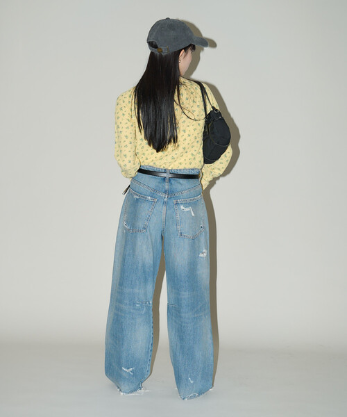 JEMORGAN(ジェーイーモーガン)の「JEMORGAN/ジェーイーモーガン ワッフル オーバーダイ 花柄 ロンT 限定展開(Tシャツ/カットソー・レディース・グレー/イエロー/ブルー・フリ-)」の8枚目の写真