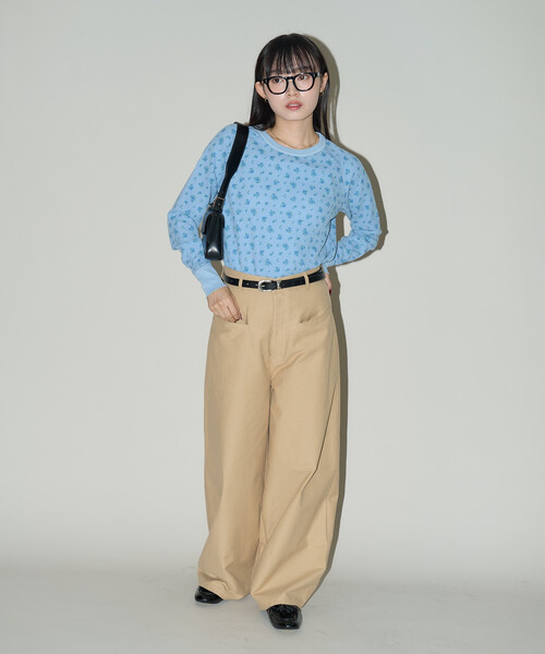 JEMORGAN(ジェーイーモーガン)の「JEMORGAN/ジェーイーモーガン ワッフル オーバーダイ 花柄 ロンT 限定展開(Tシャツ/カットソー・レディース・グレー/イエロー/ブルー・フリ-)」の14枚目の写真