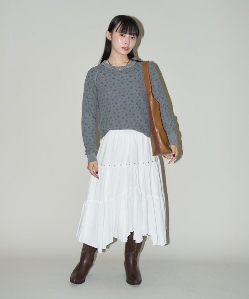 JEMORGAN(ジェーイーモーガン)の「JEMORGAN/ジェーイーモーガン ワッフル オーバーダイ 花柄 ロンT 限定展開(Tシャツ/カットソー・レディース・グレー/イエロー/ブルー・フリ-)」の21枚目の写真