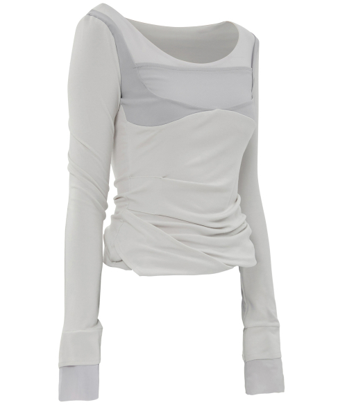 FLAREUP(フレアアップ)の「レイヤードスカルプテッドロングスリーブ (FL-196_Cloud White)(Tシャツ/カットソー・レディース・クリーム・1/2)」の7枚目の写真