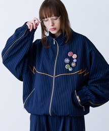 【UNISEX】STRIPE MARKED BLOUSON with BADGE/ストライプブルゾン(缶バッジ付き)