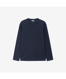 [ウォーム]裏起毛ワッフル編みレギュラーフィット長袖Tシャツ - 3色