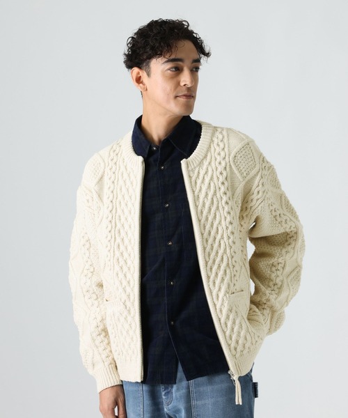 BAYFLOW（ベイフロー）の「ケーブルニットZIPカーデ（カーディガン/ボレロ・メンズ・ブラウン/レッド/アイボリー・MEDIUM/LARGE）」の3枚目の写真