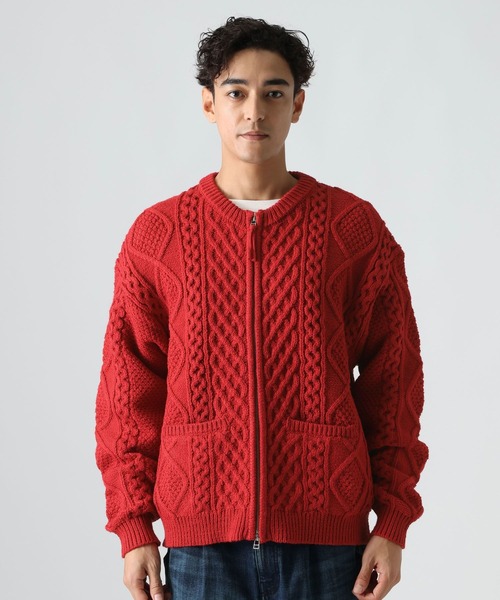 BAYFLOW（ベイフロー）の「ケーブルニットZIPカーデ（カーディガン/ボレロ・メンズ・ブラウン/レッド/アイボリー・MEDIUM/LARGE）」の7枚目の写真