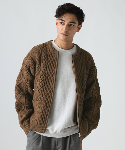 BAYFLOW（ベイフロー）の「ケーブルニットZIPカーデ（カーディガン/ボレロ・メンズ・ブラウン/レッド/アイボリー・MEDIUM/LARGE）」の12枚目の写真
