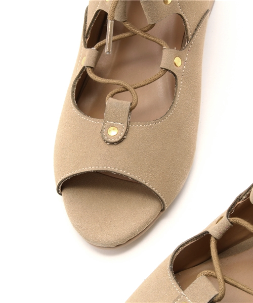 WEGO（ウィゴー）の「DISPARK/レースアップウェッジサンダル（サンダル・レディース・ベージュ/ブラック・MEDIUM/LARGE）」の6枚目の写真