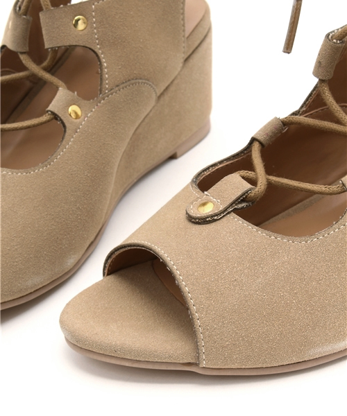 WEGO（ウィゴー）の「DISPARK/レースアップウェッジサンダル（サンダル・レディース・ベージュ/ブラック・MEDIUM/LARGE）」の7枚目の写真