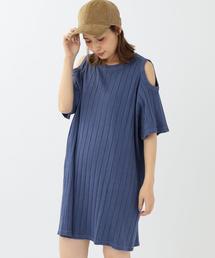 Another Edition | 肩開きリブチュニックワンピース/AEBC　カタアキ RIB チュニック OP(ワンピース)