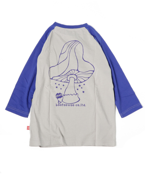 BOOFOOWOO（ブーフーウー）の「きのこ七分袖Tee（Tシャツ/カットソー・キッズ・ライトグレー/ライトブルー/オフホワイト・150/140）」の7枚目の写真