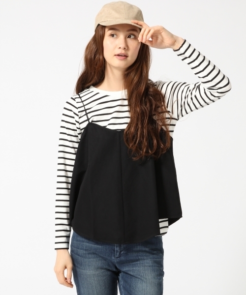 GLOBAL WORK（グローバルワーク）の「キャミレイヤードプルオーバー長袖/730147（Tシャツ/カットソー・レディース・ダークブラウン/その他/ブラック/カーキ・MEDIUM/LARGE）」の4枚目の写真