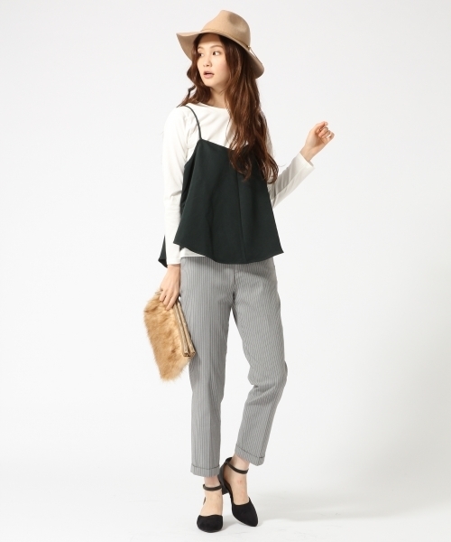 GLOBAL WORK（グローバルワーク）の「キャミレイヤードプルオーバー長袖/730147（Tシャツ/カットソー・レディース・ダークブラウン/その他/ブラック/カーキ・MEDIUM/LARGE）」の8枚目の写真