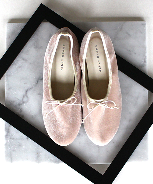 JELLY BEANS（ジェリービーンズ）の「【Made in Japan】ベロアバレエシューズ(134-1411)JELLY BEANS(ジェリービーンズ)（バレエシューズ・レディース・ブラック/ライトピンク/ライトグレー/パイソン・22.5/24.5/23/23.5/24）」の4枚目の写真