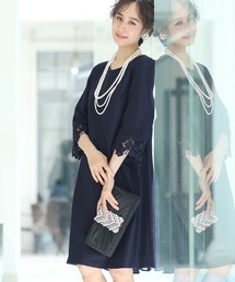 七分袖&ひざ丈ワンピースドレスプリーツ大きいサイズ結婚式フォーマルオケージョンドレスお呼ばれ 二次会 成人式 同窓会 謝恩会 20代 30代