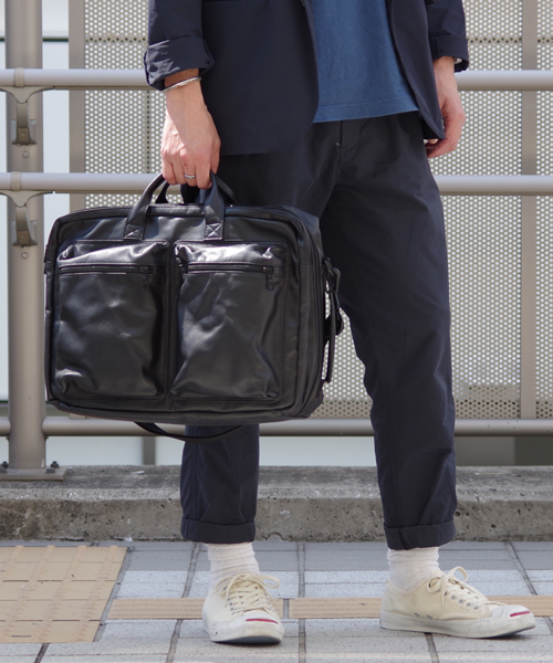 Free Lance フリーランス の Freelance フリーランス Lhaki Leather 3way Brief Midle ビジネスバッグ Wear