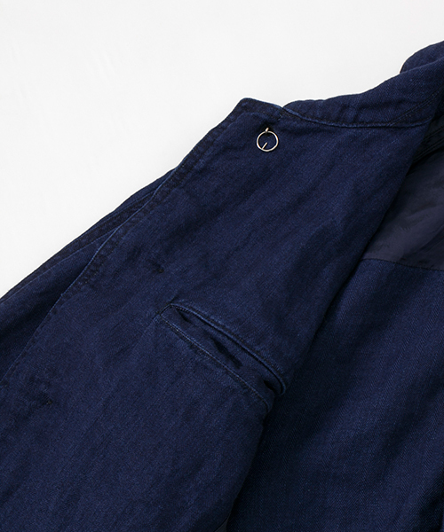 WORK NOT WORK URBAN RESEARCH（ワークノットワークアーバンリサーチ）の「WORK NOT WORK　インディゴリネンポーチャージャケット（デニムジャケット・メンズ・インディゴブルー・SMALL/MEDIUM/LARGE）」の10枚目の写真