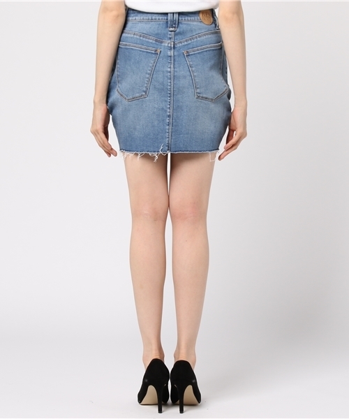 RES DENIM（レスデニム）の「RES DENIM/レスデニム インディゴ ストレッチ スキニー デニムスカート 刺繍 刺繍スカート（デニムスカート・レディース・ライトインディゴブルー・26inch）」の4枚目の写真