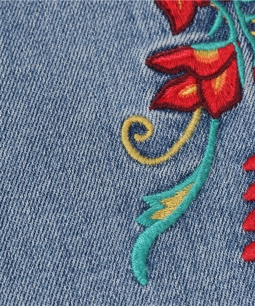 RES DENIM（レスデニム）の「RES DENIM/レスデニム インディゴ ストレッチ スキニー デニムスカート 刺繍 刺繍スカート（デニムスカート・レディース・ライトインディゴブルー・26inch）」の11枚目の写真