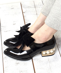 Jeffrey Campbell | デザインヒールベルベットリボンシューズ(パンプス)