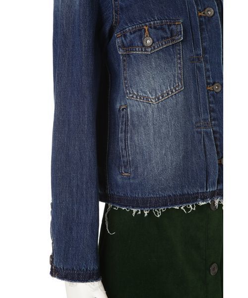 FREE'S MART（フリーズマート）の「リメイク風ノーカラーＧジャン（デニムジャケット・レディース・ダークネイビー/ブルー系その他・SMALL/MEDIUM）」の21枚目の写真