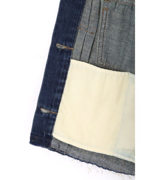 FREE'S MART（フリーズマート）の「リメイク風ノーカラーＧジャン（デニムジャケット・レディース・ダークネイビー/ブルー系その他・SMALL/MEDIUM）」の20枚目の写真