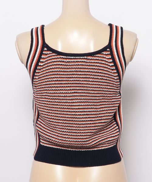 ENVYM（アンビー）の「Ｍｕｌｔｉ Ｃｏｌｏｒ Ｋｎｉｔ Ｔａｎｋ（タンクトップ・レディース・ベージュ/ネイビー・FREE）」の3枚目の写真