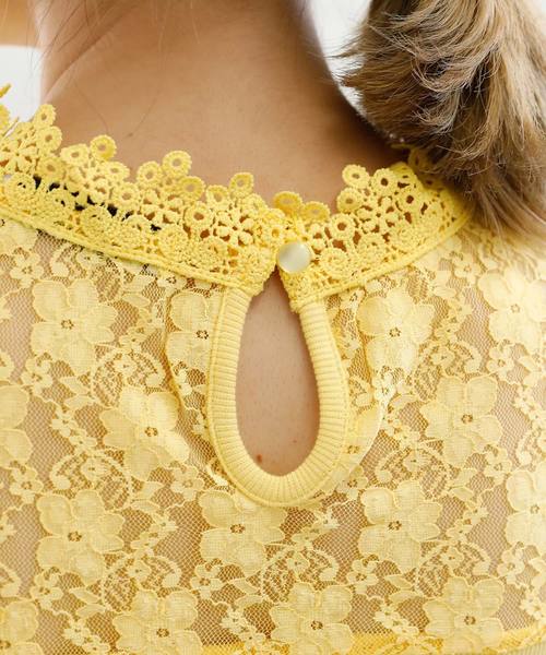 Girly Doll（ガーリードール）の「プチハイネックレースノースリーブ（シャツ/ブラウス・レディース・ホワイト/ブラック/ネイビー/イエロー/ピンクベージュ/パープル/ブルー・M/L/FREE）」の19枚目の写真