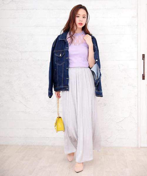 Girly Doll（ガーリードール）の「プチハイネックレースノースリーブ（シャツ/ブラウス・レディース・ホワイト/ブラック/ネイビー/イエロー/ピンクベージュ/パープル/ブルー・M/L/FREE）」の10枚目の写真