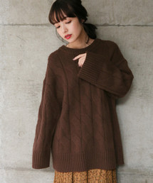 LOWRYS FARM | ワイドケーブルプルオーバー　802558(ニット/セーター)