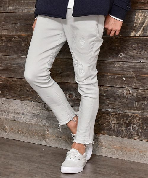 MinoriTY（マイノリティ）の「【ストレッチツイルダメージスーパースキニーパンツ（アンクル）】（その他パンツ・メンズ・ホワイト/ブラック/ネイビー/ベージュ/カーキ/ライトグレー・S/M/L/XL）」の9枚目の写真