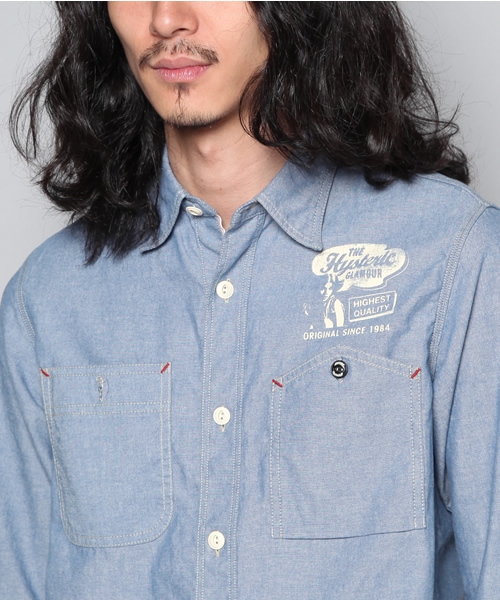HYSTERIC GLAMOUR（ヒステリックグラマー）の「TURN IT ON pt 長袖ワークSH（シャツ/ブラウス・メンズ・インディゴブルー・MEDIUM/SMALL/LARGE）」の5枚目の写真