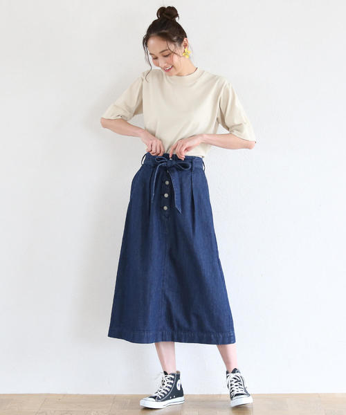 coen（コーエン）の「USAコットンハイネック5分袖Tシャツ（Tシャツ/カットソー・レディース・ベージュ/ホワイト/ブラック・FREE）」の9枚目の写真