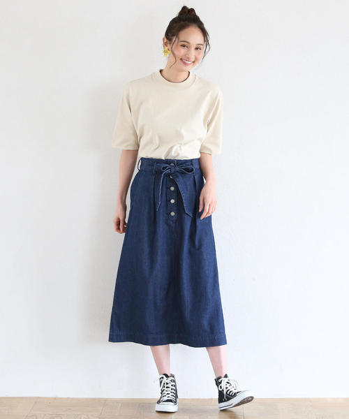 coen（コーエン）の「USAコットンハイネック5分袖Tシャツ（Tシャツ/カットソー・レディース・ベージュ/ホワイト/ブラック・FREE）」の11枚目の写真