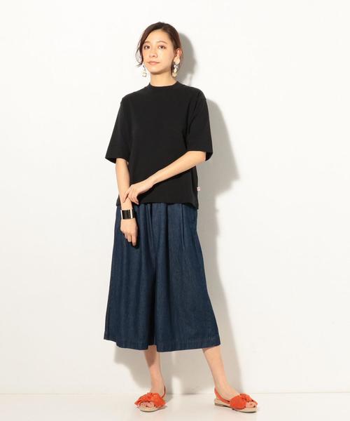 coen（コーエン）の「USAコットンハイネック5分袖Tシャツ（Tシャツ/カットソー・レディース・ベージュ/ホワイト/ブラック・FREE）」の12枚目の写真