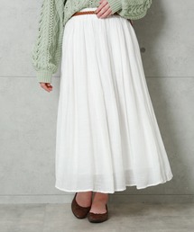 CHARM BERRY TIC | 【全１２色カラバリスカート】春から使える定番☆ベルト付きシンプルなスラブスカート(スカート)