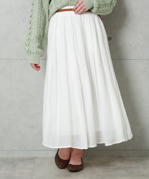 CHARM BERRY TIC（チャームベリーチック）の「ベルト付きスラブスカート（スカート・レディース・ライトグレー/ブラック/ネイビー/オフホワイト/カーキ/ピンク/イエロー/オレンジ/ブルー/ブルーグリーン/スモークピンク/キナリ・M/L）」の2枚目の写真