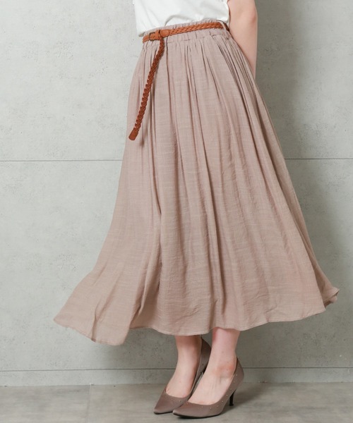 CHARM BERRY TIC（チャームベリーチック）の「ベルト付きスラブスカート（スカート・レディース・ライトグレー/ブラック/ネイビー/オフホワイト/カーキ/ピンク/イエロー/オレンジ/ブルー/ブルーグリーン/スモークピンク/キナリ・M/L）」の11枚目の写真