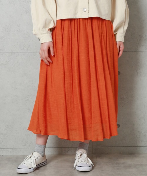 CHARM BERRY TIC（チャームベリーチック）の「ベルト付きスラブスカート（スカート・レディース・ライトグレー/ブラック/ネイビー/オフホワイト/カーキ/ピンク/イエロー/オレンジ/ブルー/ブルーグリーン/スモークピンク/キナリ・M/L）」の12枚目の写真