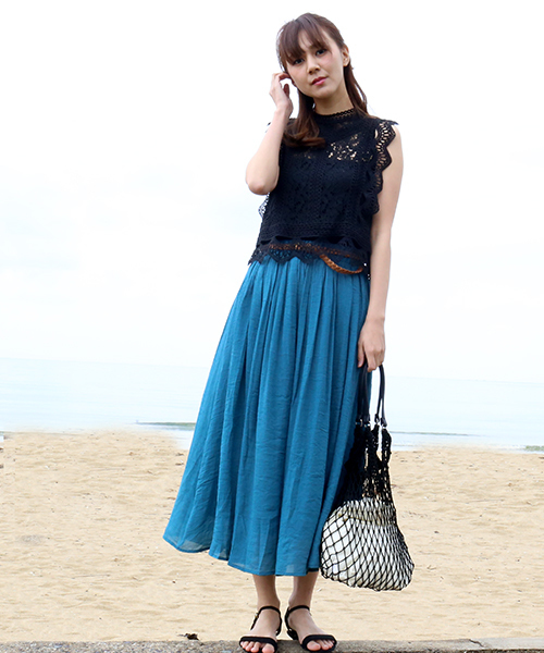 CHARM BERRY TIC（チャームベリーチック）の「ベルト付きスラブスカート（スカート・レディース・ライトグレー/ブラック/ネイビー/オフホワイト/カーキ/ピンク/イエロー/オレンジ/ブルー/ブルーグリーン/スモークピンク/キナリ・M/L）」の22枚目の写真