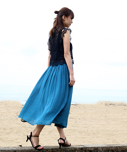 CHARM BERRY TIC（チャームベリーチック）の「ベルト付きスラブスカート（スカート・レディース・ライトグレー/ブラック/ネイビー/オフホワイト/カーキ/ピンク/イエロー/オレンジ/ブルー/ブルーグリーン/スモークピンク/キナリ・M/L）」の20枚目の写真