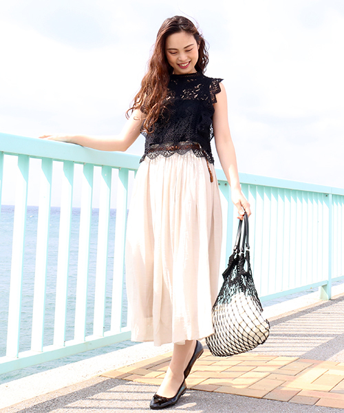 CHARM BERRY TIC（チャームベリーチック）の「ベルト付きスラブスカート（スカート・レディース・ライトグレー/ブラック/ネイビー/オフホワイト/カーキ/ピンク/イエロー/オレンジ/ブルー/ブルーグリーン/スモークピンク/キナリ・M/L）」の19枚目の写真