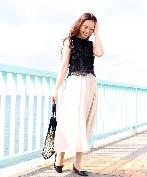 CHARM BERRY TIC（チャームベリーチック）の「ベルト付きスラブスカート（スカート・レディース・ライトグレー/ブラック/ネイビー/オフホワイト/カーキ/ピンク/イエロー/オレンジ/ブルー/ブルーグリーン/スモークピンク/キナリ・M/L）」の18枚目の写真