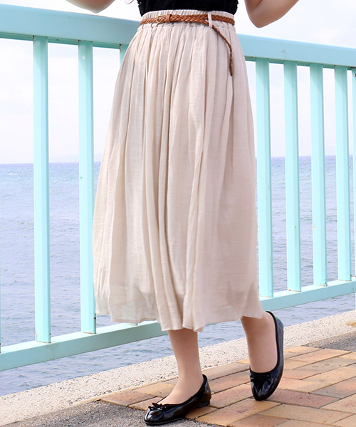 CHARM BERRY TIC（チャームベリーチック）の「ベルト付きスラブスカート（スカート・レディース・ライトグレー/ブラック/ネイビー/オフホワイト/カーキ/ピンク/イエロー/オレンジ/ブルー/ブルーグリーン/スモークピンク/キナリ・M/L）」の16枚目の写真