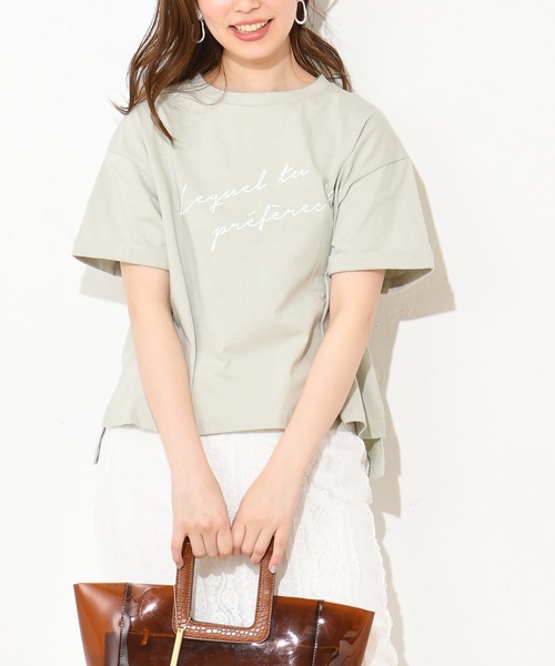 natural couture（ナチュラルクチュール）の「どっちが好き？ロゴT（Tシャツ/カットソー・レディース・ベージュ/オフホワイト/ミント/スミクロ・FREE）」の4枚目の写真